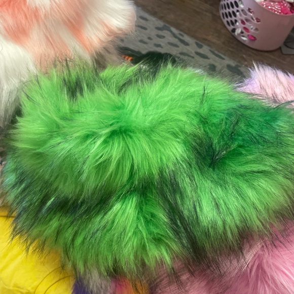 Rainbow Marble Swirl Faux Fur Costume Y2K Rave Fuzzy Furry Bucket Hat - Picture 5 of 16